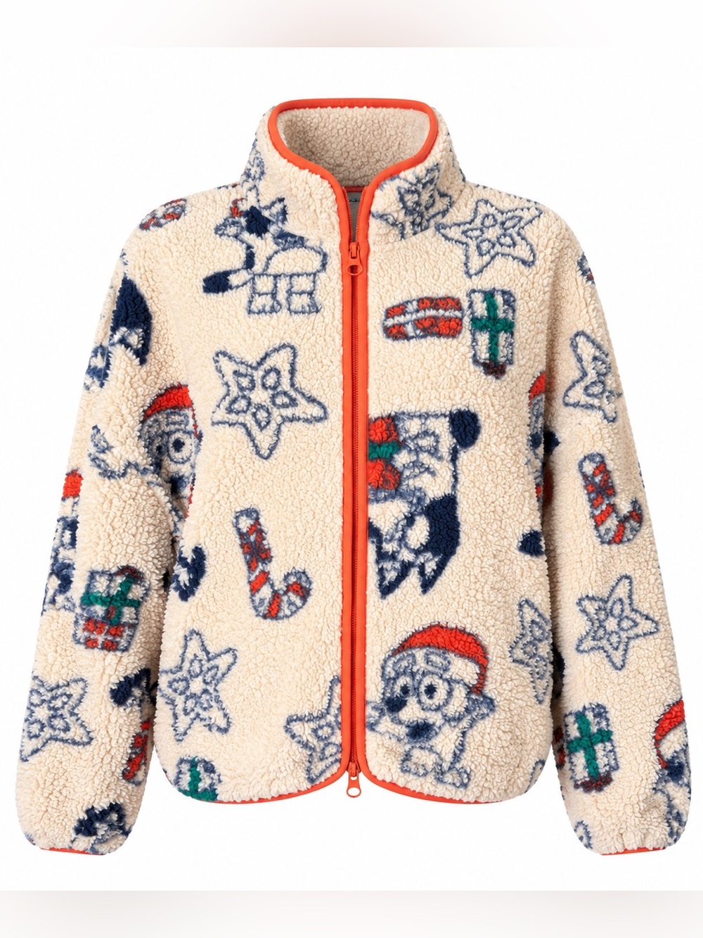 Bluey Christmas Holiday Sherpa Fleece Jacket Cream Full Zip Large